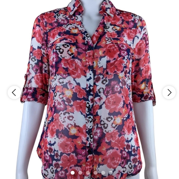 Express The Portofino Shirt Floral Blouse size small - Picture 8 of 9